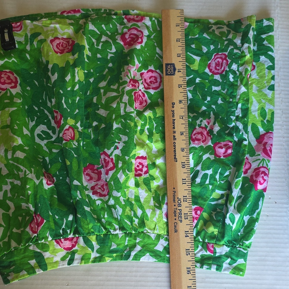 Lilly Pulitzer Cotton Green Floral Circle Skirt with Pink Roses Sz 4 Spring - Picture 12 of 14